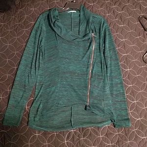 High low moto zip long sleeve shirt